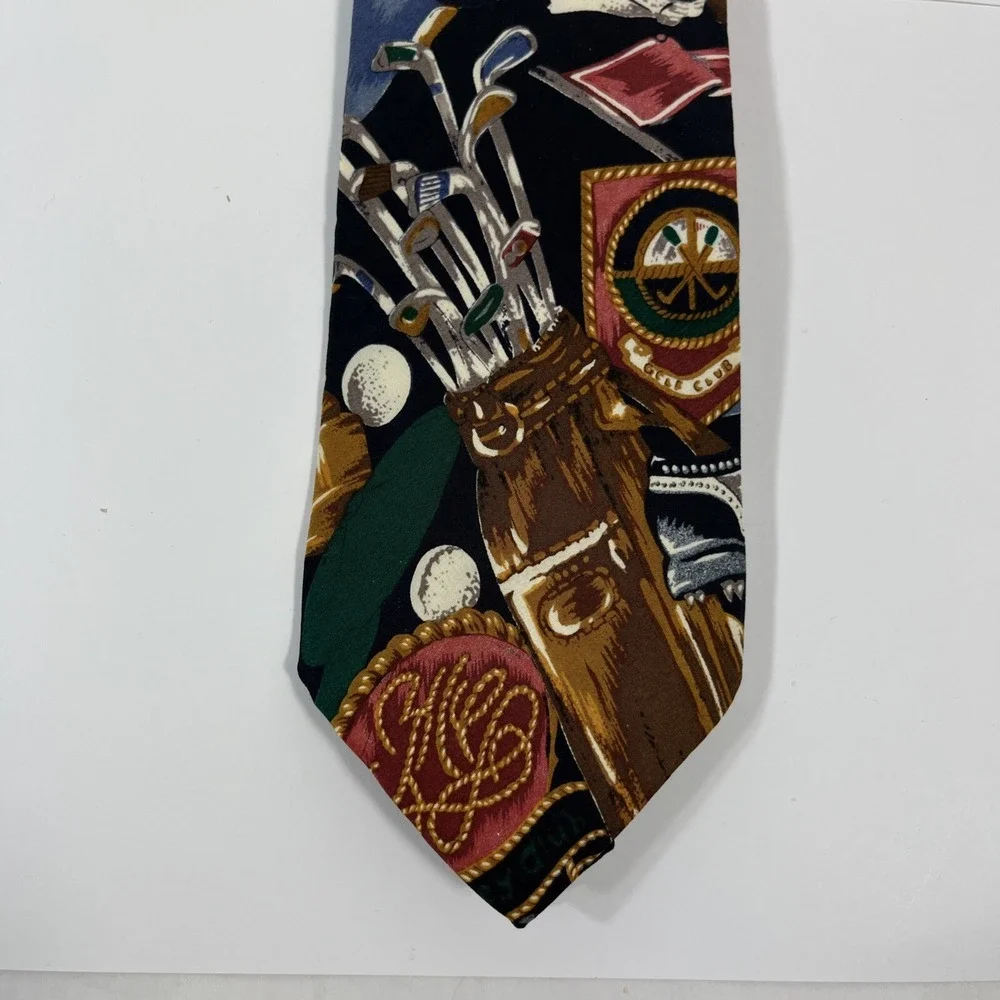 Roffe' Mens Tie 3.5 in W x L 56 in Silk White Green Brown Red